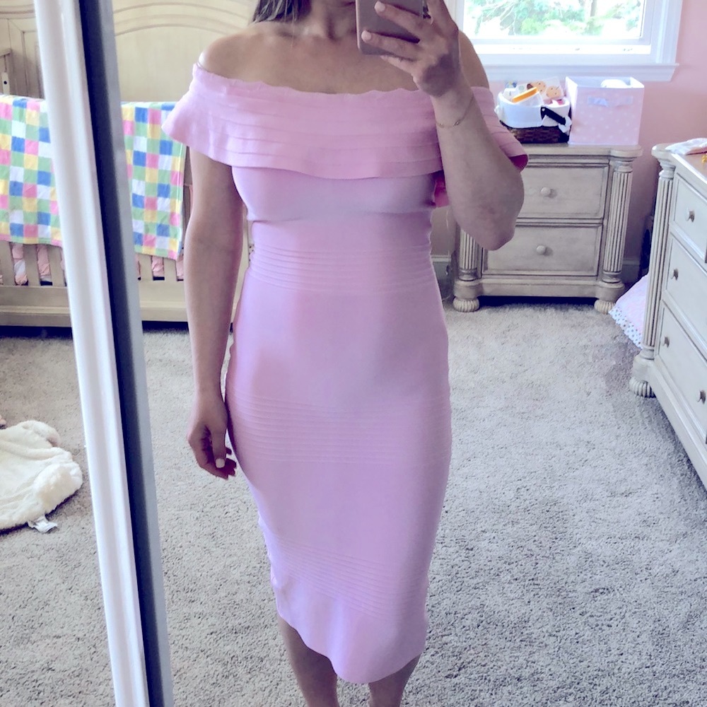 Brand new!! Beautiful midi pink bodycon dress